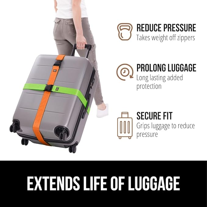 GORILLA GRIP Heavy Duty 4 Pack Adjustable Luggage Straps - Image 5