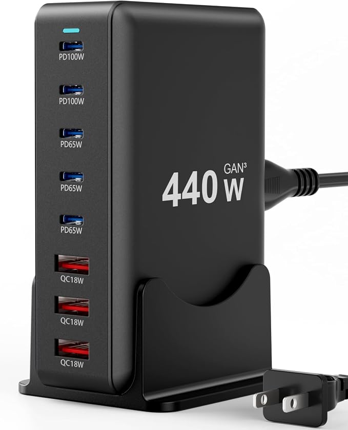 440W Fast Charging 8 Port USB C Charger Block, USB-C Charger Adapter by Unknown