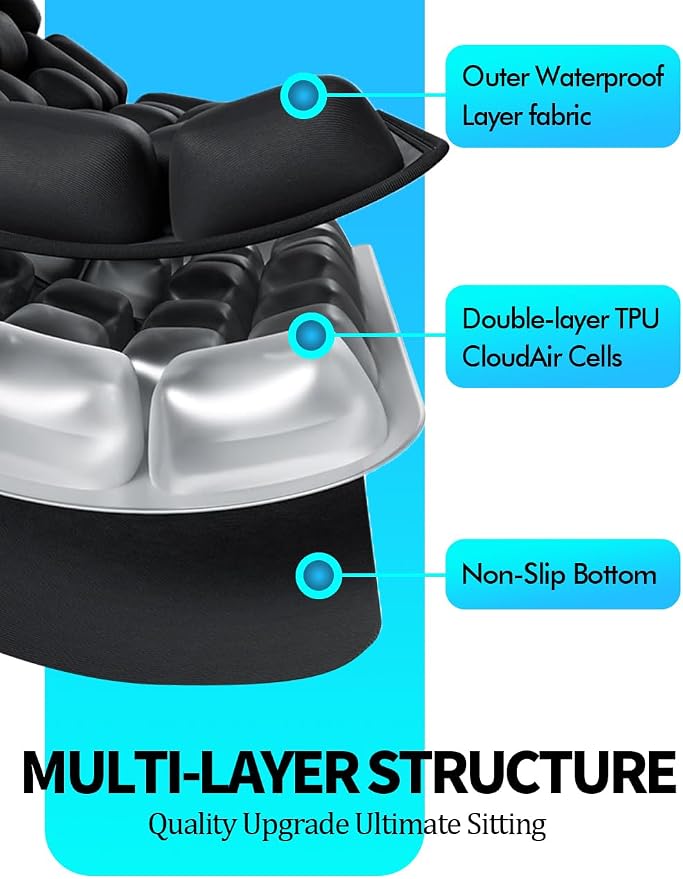 Travel Cushion Airplane Seat, Inflatable Air Bubble Design - Image 3