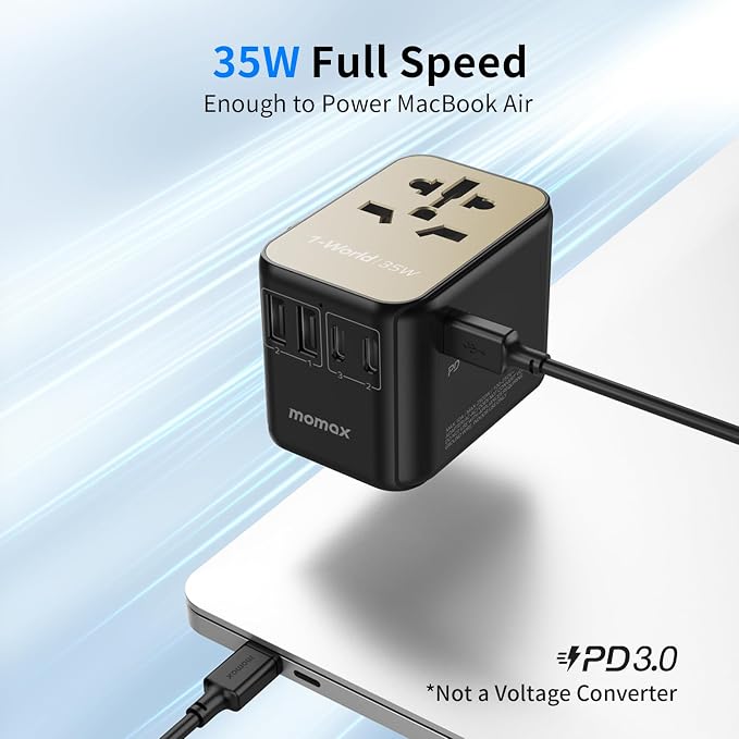 MOMAX Universal Travel Adapter, PD 35W Fast Charge International Power Adapter - Image 3