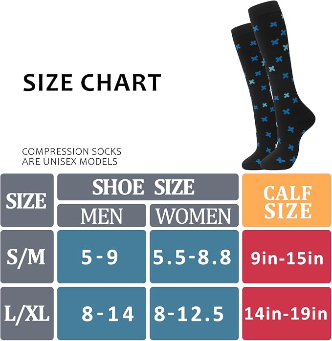 Compression Socks for Women Men Circulation Knee High 8 Pairs for Nurses - Image 2