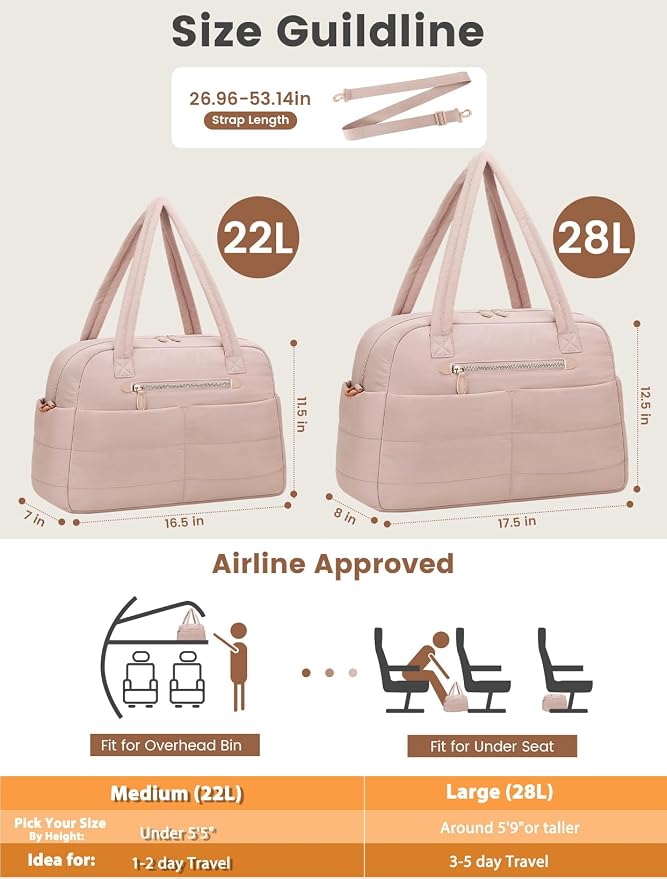 Travel Duffle Bag, Puffer Carry On Duffel Bag - Image 5