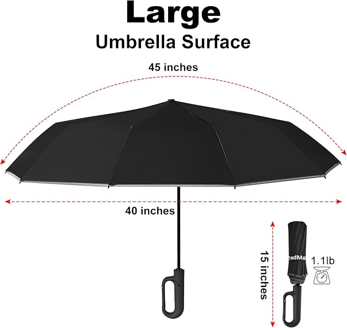 TradMall Travel Umbrella, 280T Fabric Windproof Automatic Portable Compact - Image 2