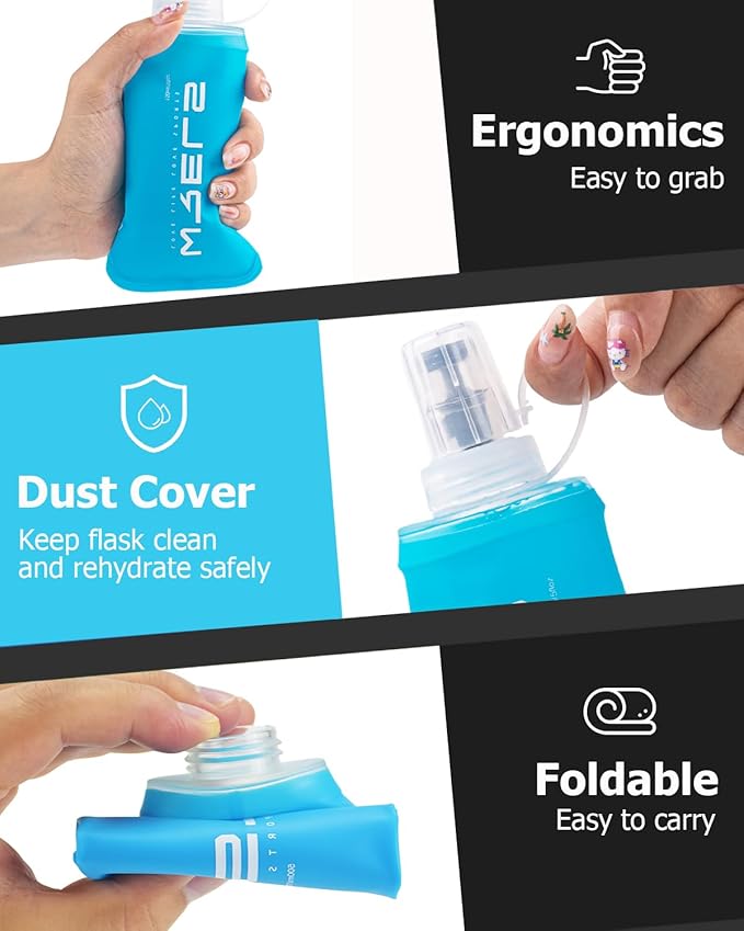 Folding Soft Flask Portable Collapsible Running Lightweight Water Bottle - Image 2