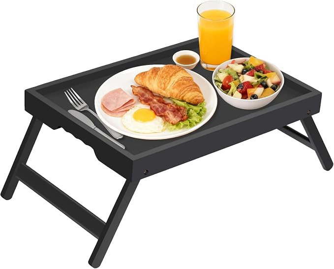 Artmeer Bed Tray Table with Folding Legs, Bamboo Breakfast in Bed by Artmeer