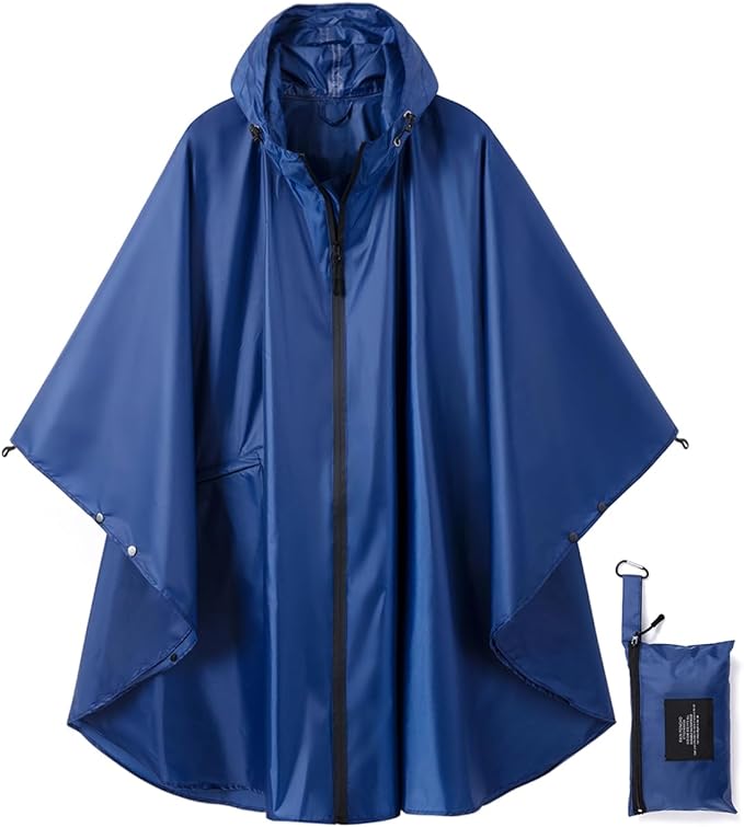 Rain Poncho Jacket Coat Hooded Zipper Style by salamra