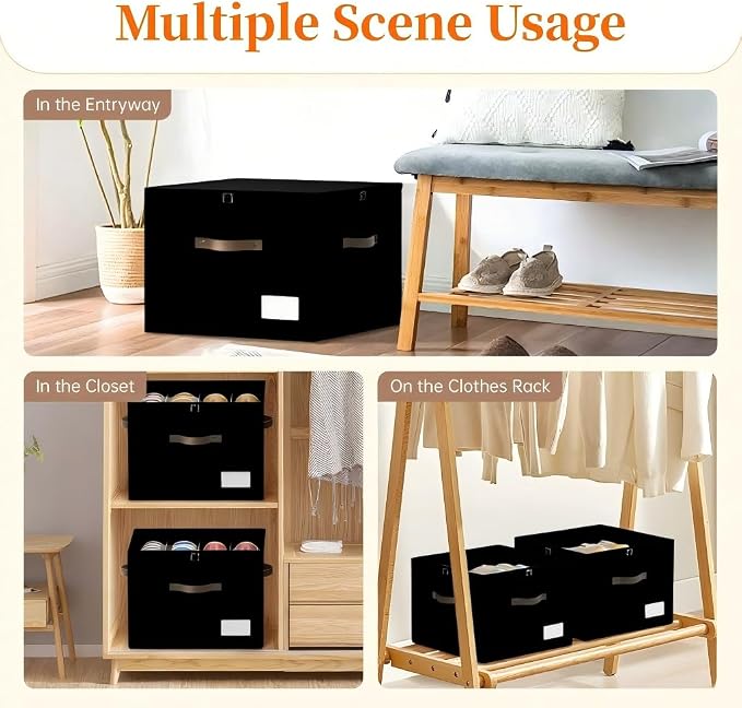 3 Pack Shoe Organizer for Closet, Foldable Shoe Storage Containers, Fits up to - Image 3