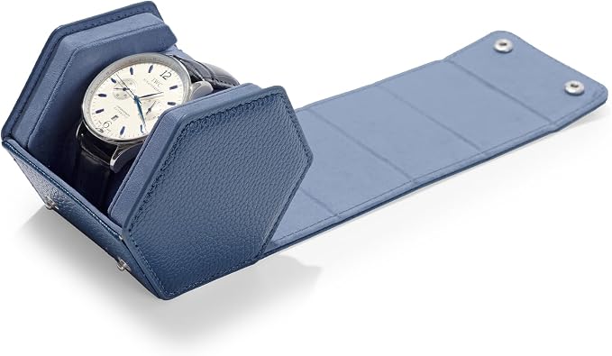 Oirlv Luxury Hexagonal Leather Watch Travel Case Single Watch Box - Image 2