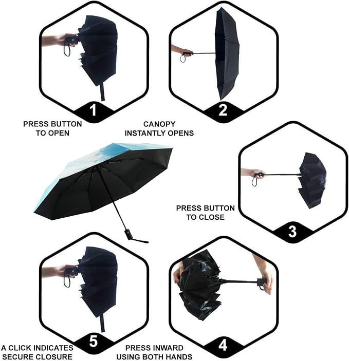 SY COMPACT Travel Umbrella Windproof Automatic Umbrellas Small Compact UV Sun - Image 4