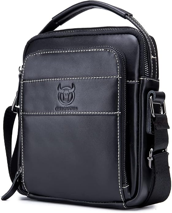 KPYWZER Genuine Leather Shoulder Bag Small Men Messenger Pack Handbag Sling by KPYWZER