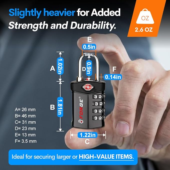 Forge Travel Lock, TSA Approved Luggage Locks - Image 3