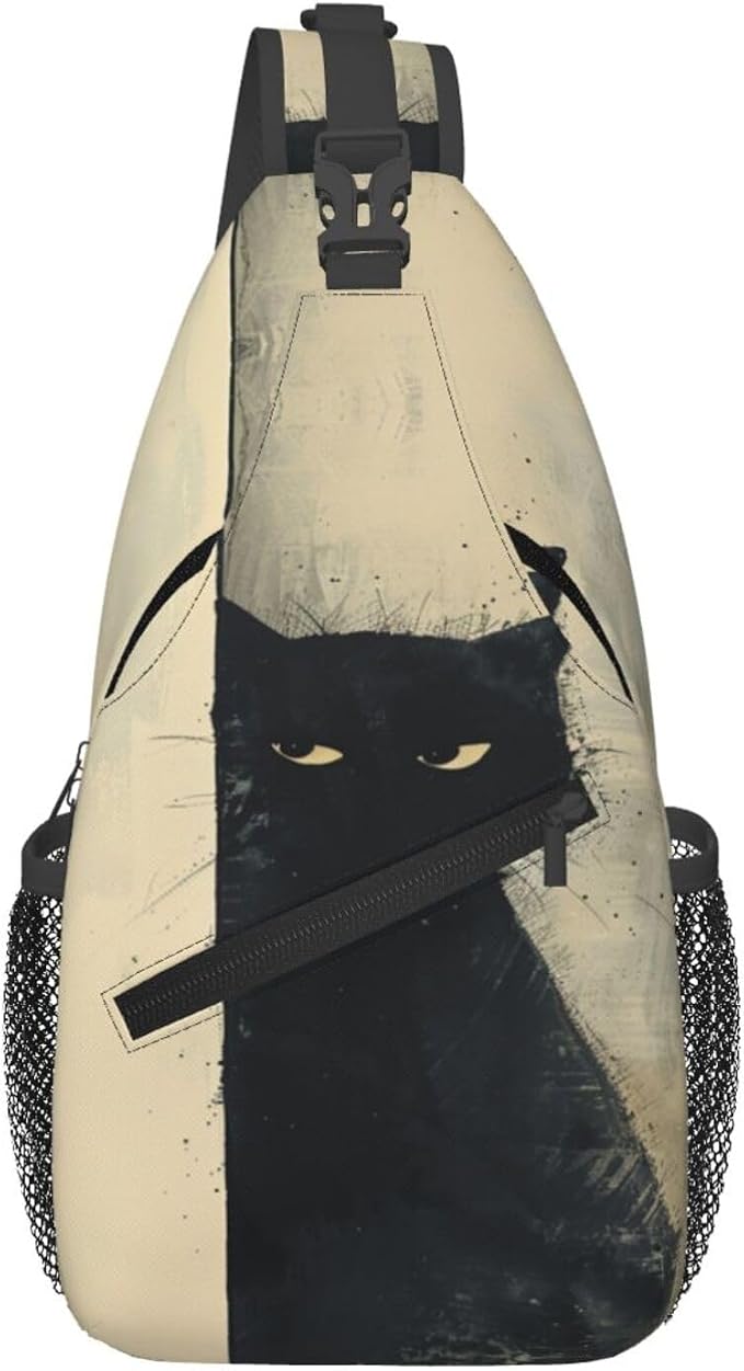 SUPLUCHOM Sling Bag Cat Vintage Hiking Daypack Crossbody Shoulder Backpack - Image 2