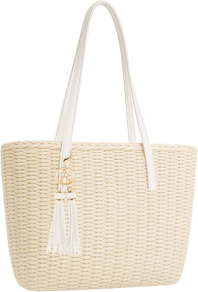 YXILEE Straw Bags For Women | M Size Travel Straw Totes Bag Woven Summer by YXILEE