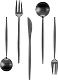 Matte Black Silverware Set for 12, IBIILII JEFF 60 Pieces Stainless Steel by IBIILII+JEFF