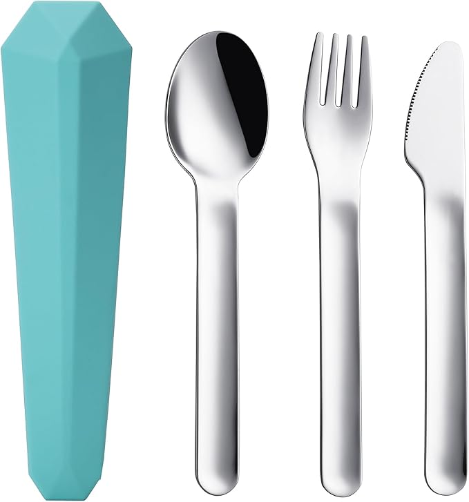 DEVICO Travel Utensils with Case, Reusable Camping Silverware Cutlery, 18/8 by DEVICO