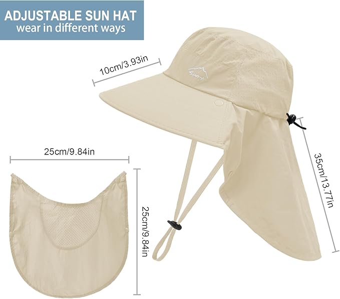 Sun Hat for Men Women with Neck Flap, UPF 50+ UV Protective Hiking Fishing Hats - Image 5