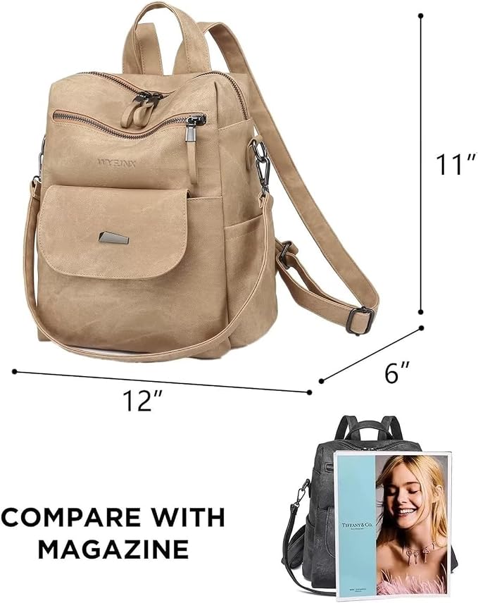 PU Leather Backpack Purse for Women Fashion Multipurpose Design Handbag Ladies - Image 2