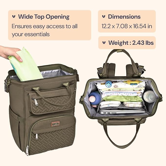BabbleRoo Diaper Bag Backpack, Stroller Straps & Pacifier Case, Unisex Stylish - Image 3