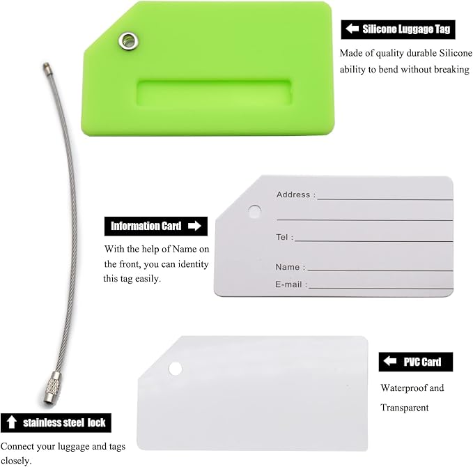 7 Pack Silicone Luggage Tag Baggage Handbag Travel Bag Tags - Image 4