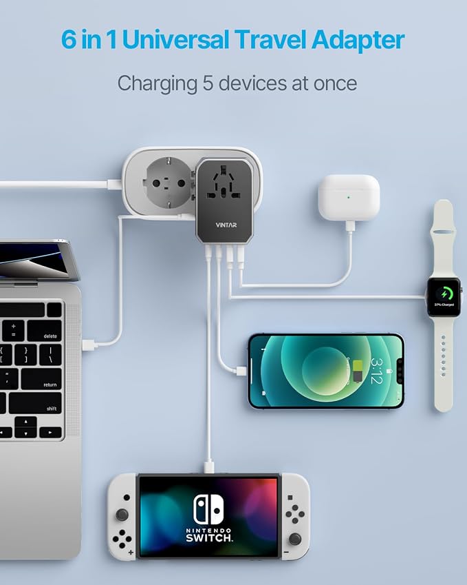 Universal Travel Adapter, VINTAR 70W GaN International Power Adapter - Image 4