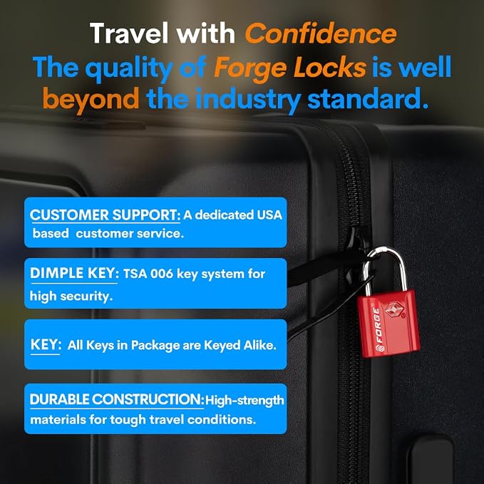 TSA Approved Luggage Locks, Ultra-Secure Dimple Key Travel Locks - Image 5