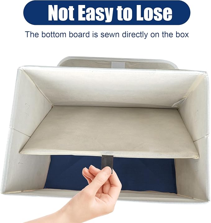 Large 22 Quart Linen Fabric Foldable Storage Bin Cube Organizer Basket - Image 4