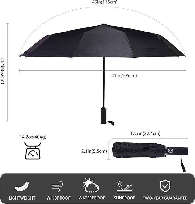 46 Inch Compact Umbrellas for Rain - Image 6