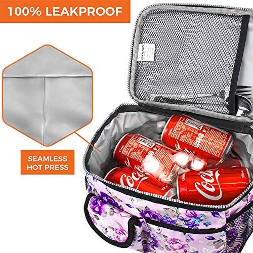 opux Lunch Bag Women Insulated, Adult Lunch Box Cooler, Flower Lunch Box - Image 5