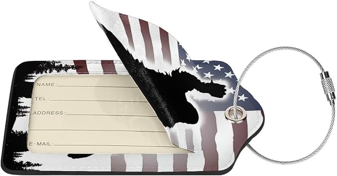 American Flag Leather Luggage Tag - Image 2