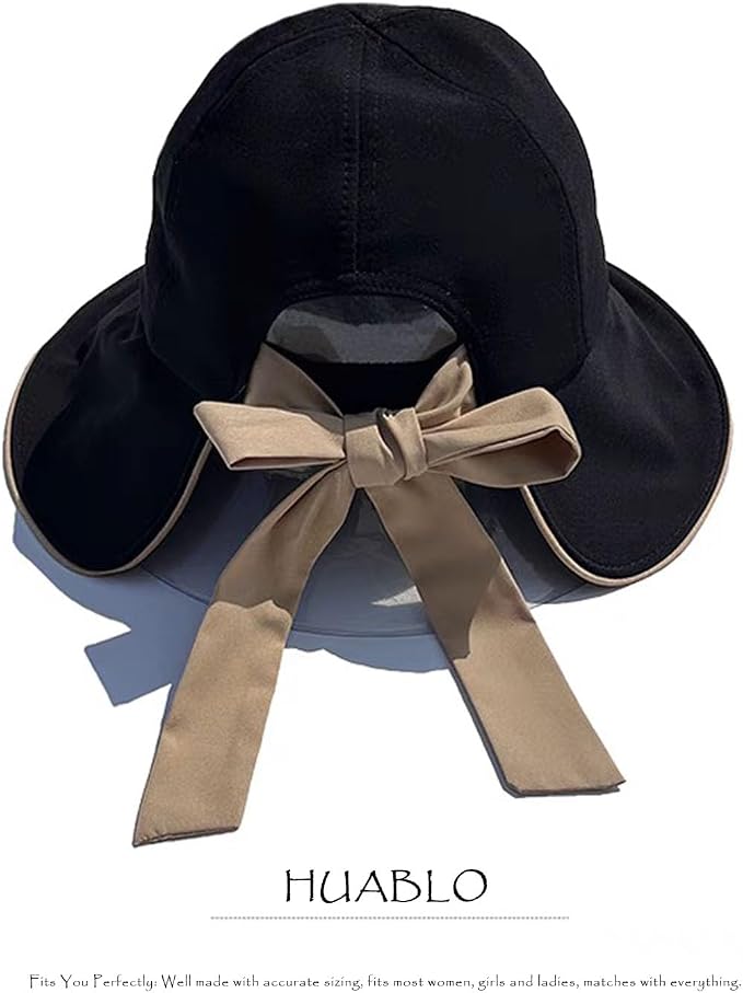 Wide Brim Hats for Woman Foldable Hats Sun Hats for Women uv Protection Bowknot - Image 3