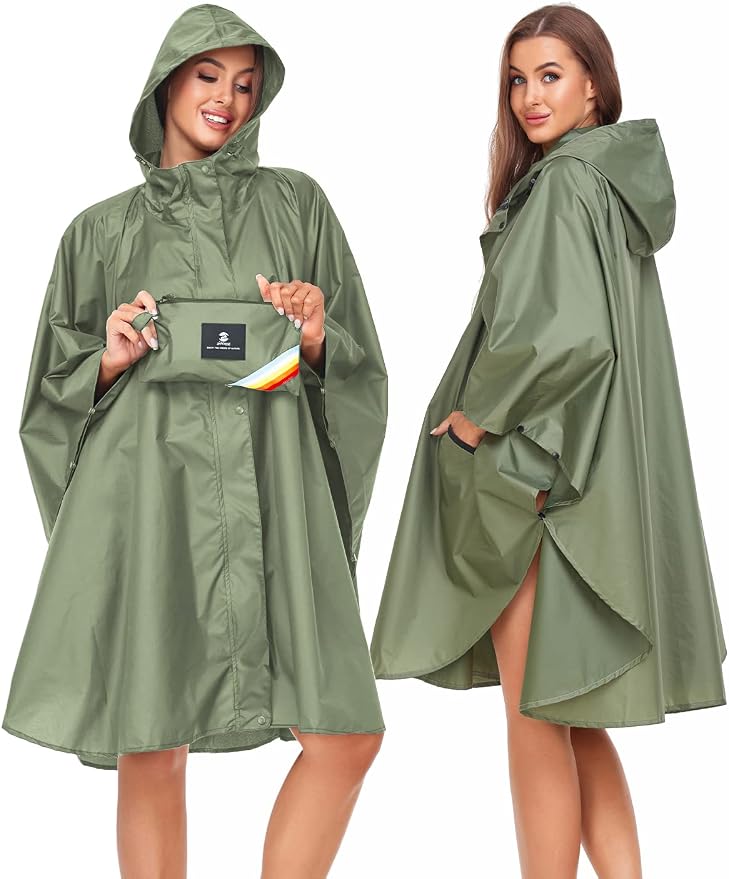 SaphiRose Unisex Rain Poncho Hooded Waterproof Raincoat - Image 2