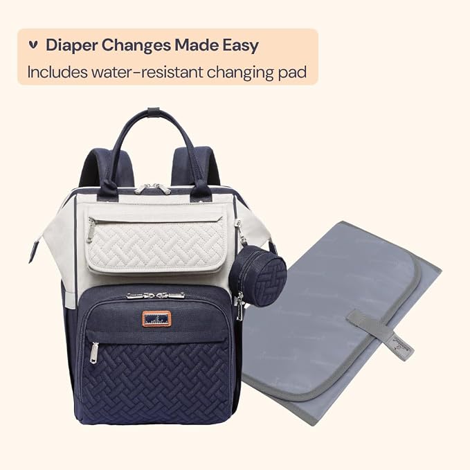 BabbleRoo Diaper Bag Backpack, Unisex Stylish Travel Back Pack Nappy - Image 7