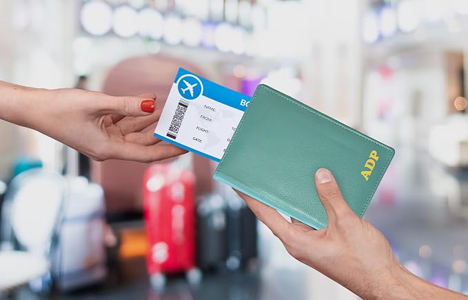 Personalized Monogrammed Turquoise Leather RFID Passport Wallet - Image 7