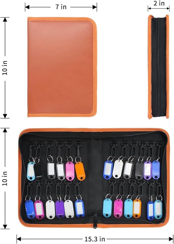 Sdstone Portable Zippered Key Organizer, Fireproof and Waterproof Key Case - Image 2