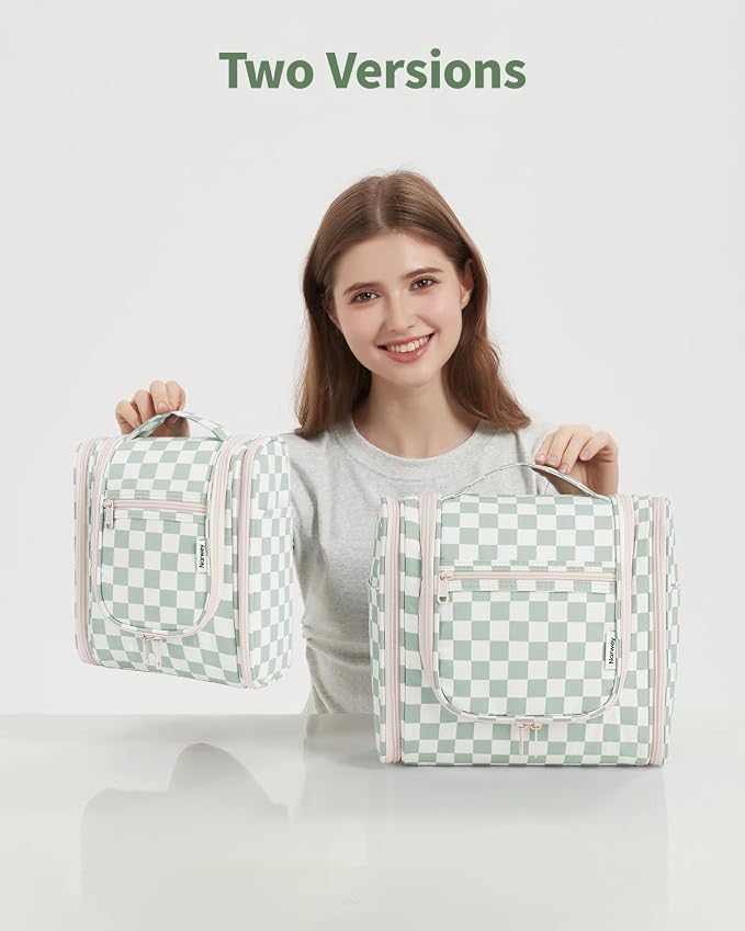 Narwey Small Checkered Hanging Travel Toiletry Bag - Image 9