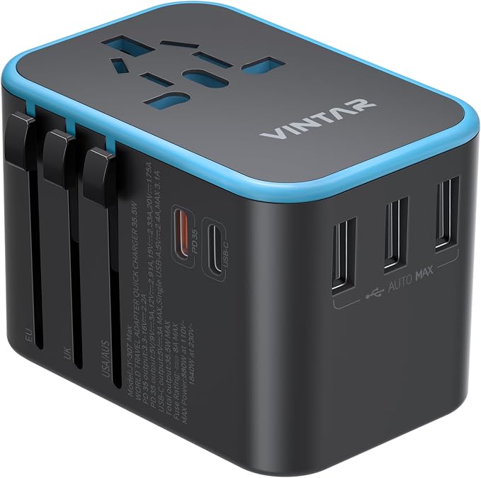 Universal Travel Adapter, VINTAR 35.5W International Power Adapter by VINTAR