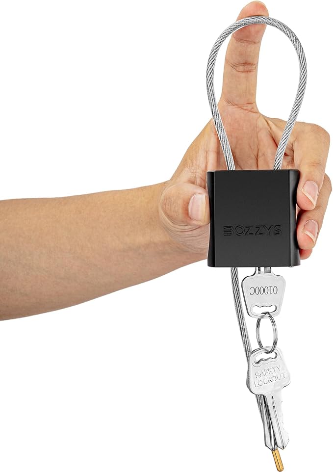 Adjustable Cable Padlock with 3 Keys | 1.15ft L x 1/6in D Aluminum Steel Cable by BOZZYS
