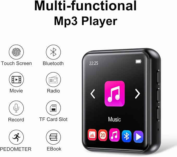 64GB MP3 Player Bluetooth 5.3 Touch Screen Music Player Portable mp3 Player - Image 2