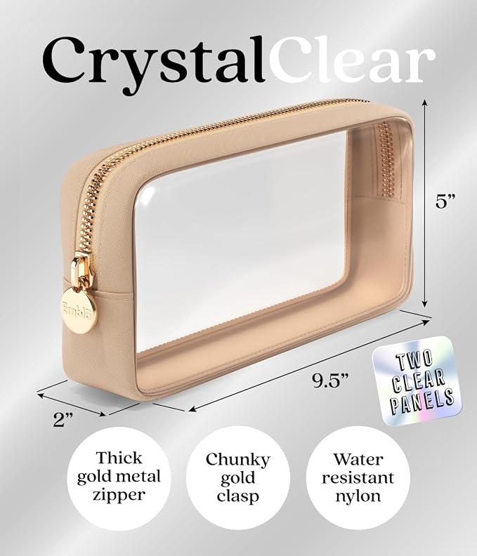 Clear Makeup Bag Zipper Pouch, Transparent Cosmetic Case Organizer, TSA - Image 2