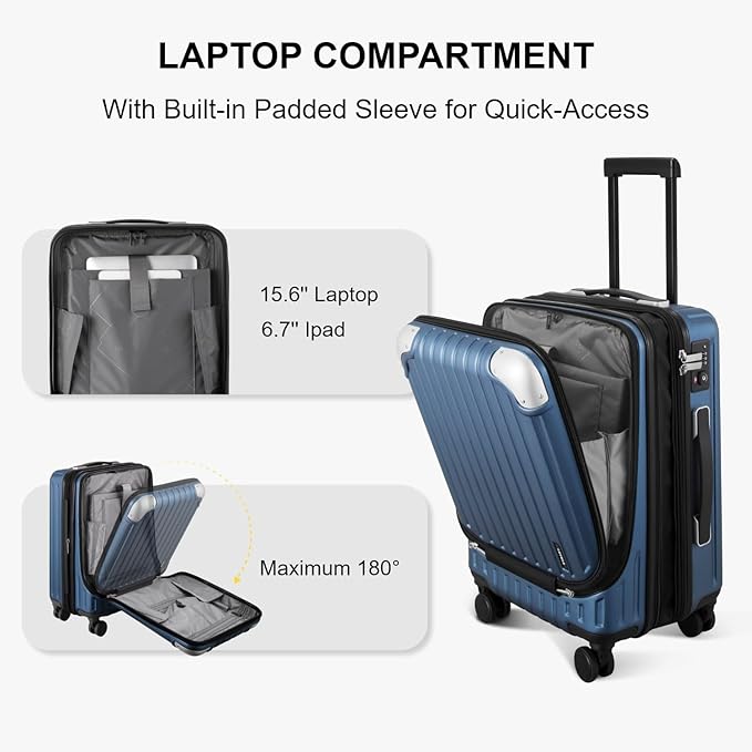 LEVEL8 Grace Carry On Luggage Airline Approved, 20 Inch Expandable Hardside - Image 3