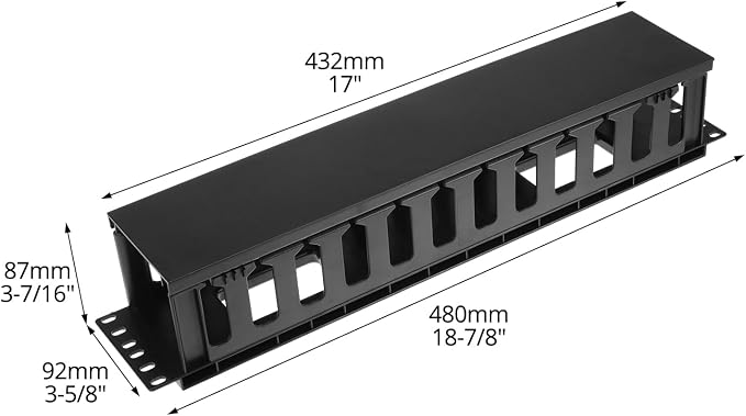 QWORK 4 Pack 2U Horizontal Rack Mount Cable Management Organizer, 19x3.5x3.4 - Image 6