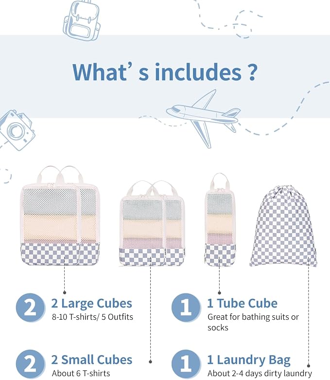 Narwey 6 Set Compression Packing Cubes - Image 3