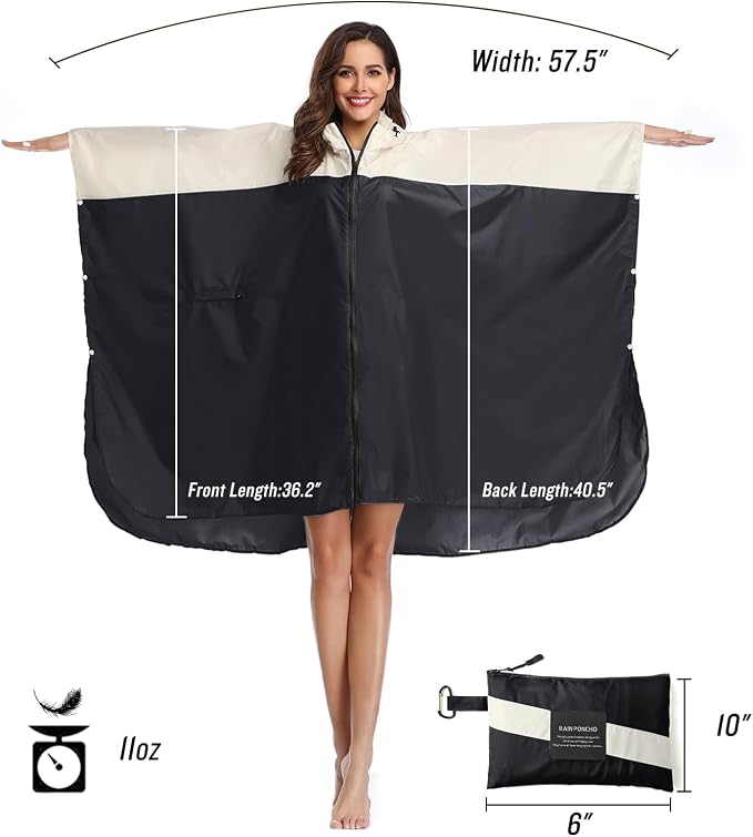SaphiRose Unisex Rain Poncho Hooded Waterproof Raincoat - Image 6