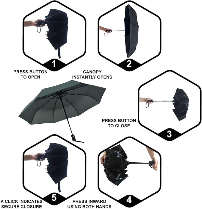 SY COMPACT Travel Umbrella Windproof Automatic Umbrellas Small Compact UV Sun - Image 7