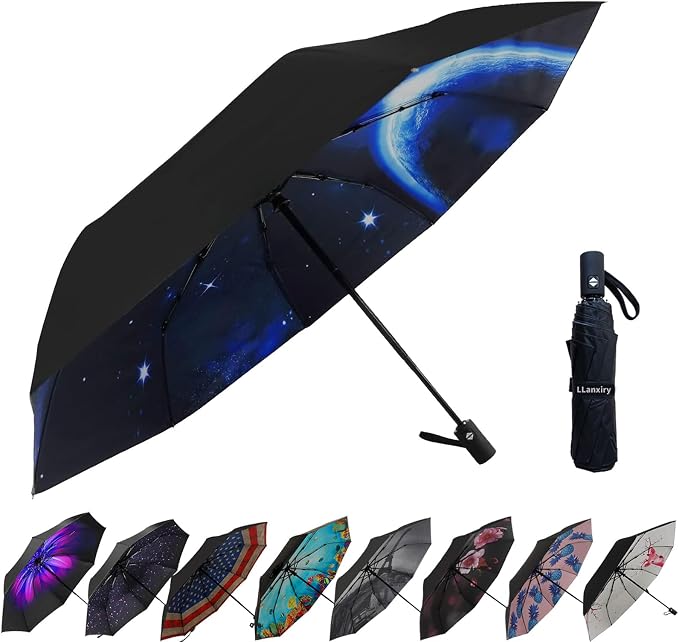 LLanxiry Compact Travel Umbrella, Mini Windproof Umbrellas by LLanxiry