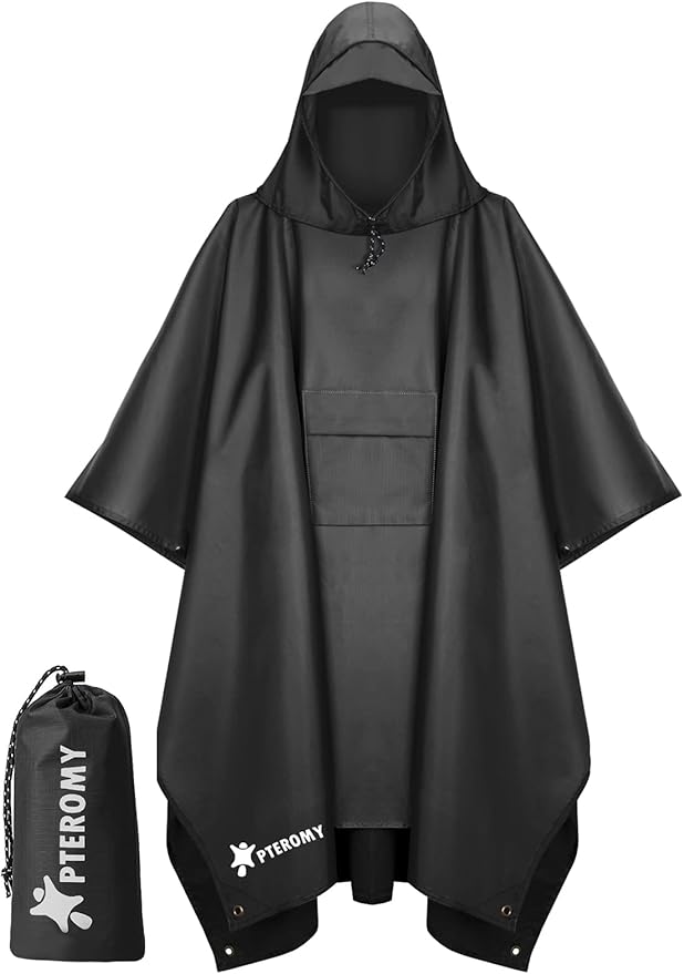 PTEROMY Hooded Rain Poncho for Adult by PTEROMY
