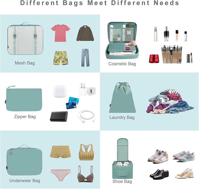 BAGAIL 8 Set Packing Cubes Luggage Packing Organizers - Image 5