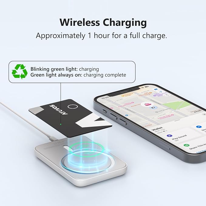 ATUVOS Rechargeable Wallet Tracker Card, Ultra Slim 1.6mm Wallet Card Tracker - Image 2