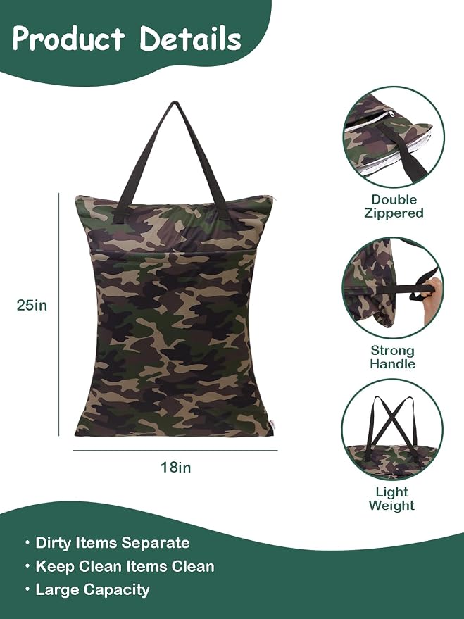 ALVABABY Large Wet Dry Bag Waterproof Hanging Cloth Diaper - Image 3