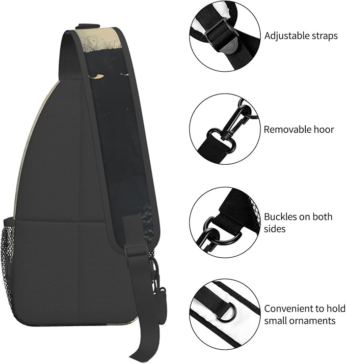 SUPLUCHOM Sling Bag Cat Vintage Hiking Daypack Crossbody Shoulder Backpack - Image 5